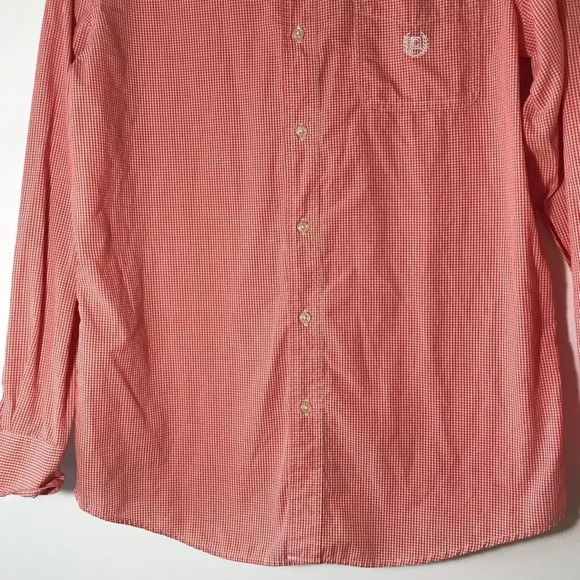 Chaps Easy Care Orange Gingham Long Sleeve Men’s Medium Vols UT‎ Fall Photoshoot - Picture 4 of 8